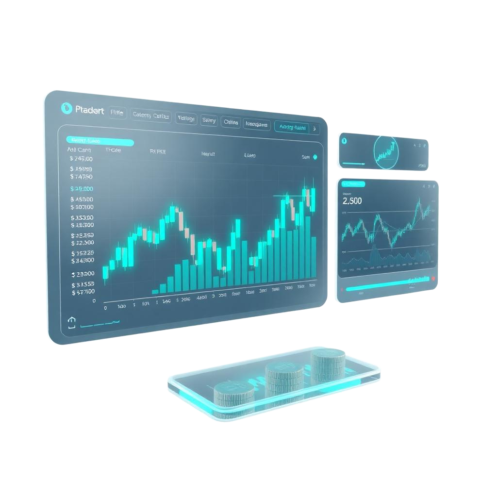 Illustration of a NV-Group style trading platform dashboard with charts